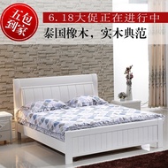 White wooden bed 1.8 m solid oak double bed 1.5M simple and modern Chinese high storage bed box