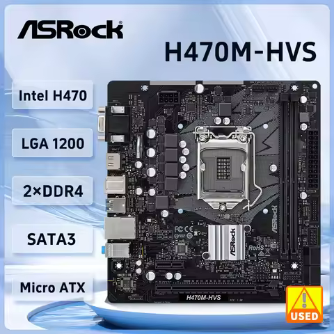 ASRock H470M-HVS Motherboard 1200 Intel H470 DDR4 2933MHz 64GB Micro ATX NVMe SSD Micro ATX For i9-1