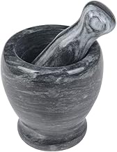 ZhenSanHuan Natural Granite Stone Mortar and Pestle Solid and Durable Crusher (Mixed grey, Granite)