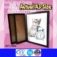 Actual A3 Size Frame Simple Solid Wood Photo Frame Wall Hanging/Saiz A3 Sebenar Bingkai Foto Kayu Pa