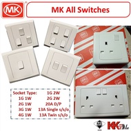 MK brand Slimline Plus All switches - 1Gang 2Gang 3Gang 4Gang 13A Single Twin switch socket 20A D/P