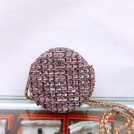 Chanel 毛呢格子小圓餅/鏈條包