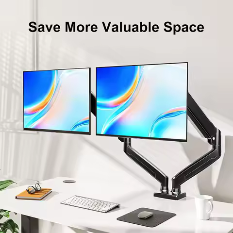 Dual Monitor Stand Full Adjustable Grommet Mounting Base Expandable Display Bracket for 13 To 32 Inc