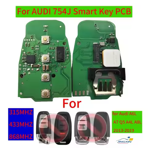 Jingxin Smart Remote Key Circuit Board Keyless go 3/4 BTN 315/433/868MHZ 8T0 959 754J For Audi Q5 A4