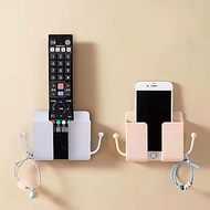 Kệ Dán Tường Để Remote, Đồ Dùng Sạc Điện Thoại/ Điều khiển tivi, Đa Năng Cao Cấp có 2 móc treo tiện 