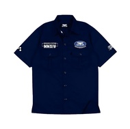 Workshirt SNSR SYSTEM | Kemeja Bordir Motorcycle Art Navy