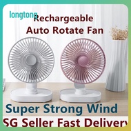 LT  Wireless Auto Rotatable Table Fan Rechargeable Desk Mini Fan Laptop Cooler Cooling Portable USB Fan For Office Home Dorm