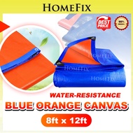 8' x 12' Blue Orange Canvas Feet Blue Orange Water Resistance Flexible Sheet Canvas Tarpaulin
