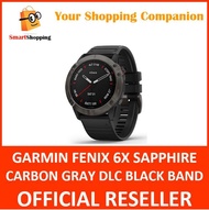 Garmin Fenix 6X Sapphire Carbon Gray DLC with Black Band 51mm 1 Year SG Warranty GM-010-02157-45 Smart Watch