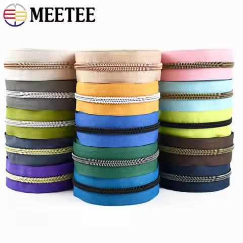 2-10Meters Meetee 5# Nylon Zipper Tape Bags Coat Closure Zippers by Meter Luggage Zips Repair Kit DI