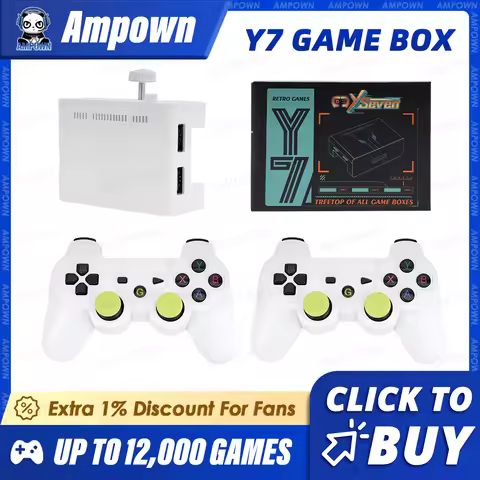 Ampown Y7 Video Game Console Linux System 256G Built 12000 Games Rechargeable Wireless Handle Low La