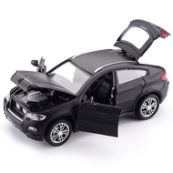 Hot Alloy Diecast Model Car 1:32 BMW SUV X6 Flashing Sound Child Metal Car Toys Pull Back Wheels Kids Birthday Christmas Gifts