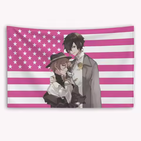 Bungo Stray Dogs American Flag Anime Banner Barber Shop Outdoor Decor Garage Decoration Custom Flags