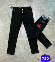 Quần bò ngố nam ĐEN dài khóa kéo lệch mẫu mới 2024 vải co giãn giá mềm 25/06