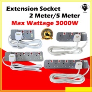 [Surge Protector] DESIGNER 2-Way/5-Way Trailing Socket 2M/5M Cable - SIRIM Approved, Safe &amp; Reliable, 3000W Max Load