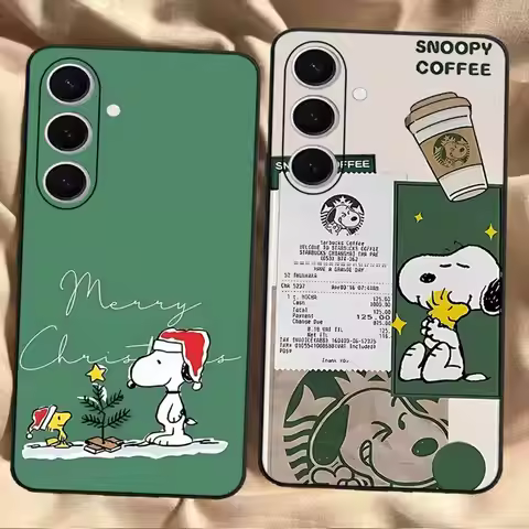 Cute Cartoon S-SnoopyS Coffee Phone Case For Samsung S 24 Fe 25 Ultra Plus 20 Lite 21 30 22 23 24 22