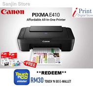 ✺♚►CANON E410 ALL-IN-ONE PRINTER (3 YEARS WARRANTY 1 TO EXCHANGE ) TOUCH&GO RM30 REDEEM