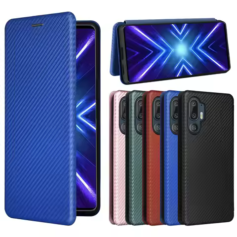 For HTC U24 Pro Luxury Flip Ultra Thin Skin Carbon Fiber Scratch-proof Case For HTC U24 Pro Safe Bac