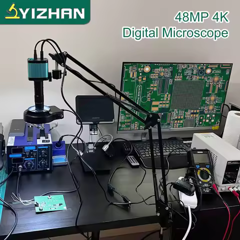 YIZHAN 48MP 4K Electronics Soldering Microscope FULL HD 1080P HDMI Camera USB Software 1-150x Lens S