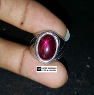 Cincin Batu Akik Merah Siam Asli Bangkok Star Super Mewah