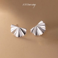 1000earring 925 Sterling Silver Treasa Wave Stud Earrings - Silver