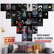 [ISI 32 PCS] Poster Dinding Kamar Black Aesthetic Ukuran A4 A5 A6 Dekorasi Kamar Cowok Hiasan Dindin