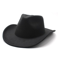 Autumn Cowboy Hat Women Felt Fedora Men Upturned Roll-Up Brim Cap Solid Jazz Cap Four Seasons Western Cowgirl Hat Chapeau Cowboy
