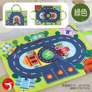 A1 - (綠色) 玩具車地圖袋 兒童遊戲墊玩具手提袋 隨身攜帶 停車場景地墊