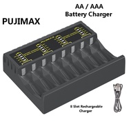 PUJIMAX  8 Slot AA / AAA Size Battery Charger USB Portable 8 Slot  Charging Rechargeable Charger
