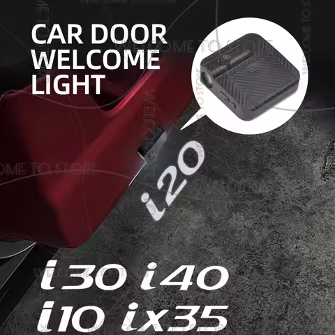 1/2pcs For Hyundai IX35 I30 I20 I10 I40 LOGO N Line Tuscani Car Door Welcome Light Led HD Projector 