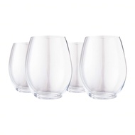 Plumm Crystal Wine Glasses - Stemless Red+ (4 Glasses)