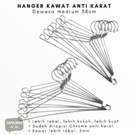 Medium 38cm Stainless Steel Wire Hanger, 12 pcs (1 Dozen) Stainless Steel Hanger