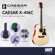 Caesar X-416C Dreadnought Beginner Acoustic Guitar, Natural