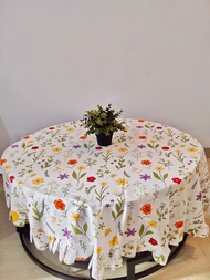 Shafiyyah.sarban Taplak Meja Makan Bulat 4 (Empat) kursi Rempel / Rumbai / Taplak Meja Oshin