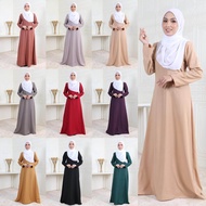 Jubah Muslimah Plain Como Crepe | Long Pocket Dress | Jubah Kosong | Long Women Dress | Nursing Friendly