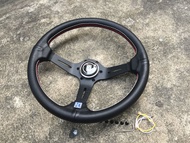 ครบชุดพวงมาลัยแต่ง NDนาดี้ 🎉 หุ้มหนังแบบใหม่ก้านสีดำด้านเรียบเนียน 🎉 รอบวง 13 นิ้ว ก้านยกน้อยๆ 2.0 น