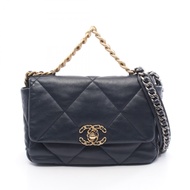 【二手】香奈兒 (Chanel) 19 Dixneuf Matelassé AS1161 海軍藍皮革單肩包 CHANEL19 Matelassé 鏈條單肩包 女士二手 B