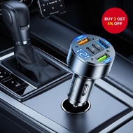 5 Port 66W Car Fast Charger PD QC3.0 USB C Type C Phone Charger for Samsung iPhone Xiaomi