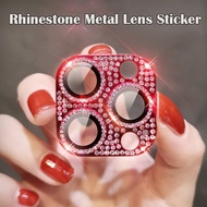 （Great. Cell phone case）Rhinestone Metal Tempered Glass Lens Film For iPhone 13 12 11 Pro Max glitter diamond bling rhinestone 13 12 mini Camera Sticker
