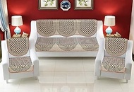 Castiqa Decent Quality Polycotton Fabric Stripes Design 5 Seater Sofa Covers Set of 3+1+1 Standard Size Multicolor, Striped