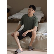 ชุดนอนชาย Modal Cool Sensation ฤดูร้อน 2025 ชุดนอนแขนสั้นสวมหัว กางเกงขาสั้น ชุดอยู่บ้าน ชุดนอนผ้า M