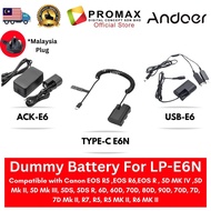 ACK-E6 USB-E6 TYPE-C E6N DUMMY BATTERY + Camera AC power supply adapter For Canon LP-E6 R5 R6 II R R