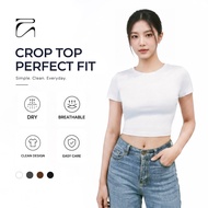 Aerostreet Perfect Fit Women's Basic Top Fitted Tshirt Hanni White Crop Top Shirt Sleeve Cotton Clou