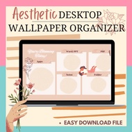 🌸Aesthetic Desktop Wallpaper Organizer HD for Laptop PC Background Template For Students Schools Office