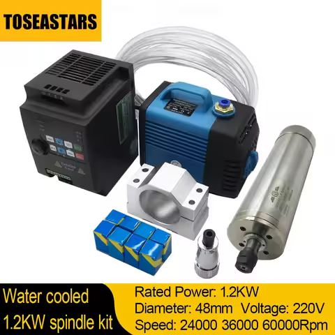 1.2KW Water Cooled Spindle Motor Kit 220V 62mm Diameter 60000rpm 4 Bearings ER11 Collet Mold Stone S