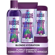 Aussie Blonde Purple Shampoo and Conditioner Set + Hair Mask, Silver & Blonde Shampoo 3 Minute Mirac