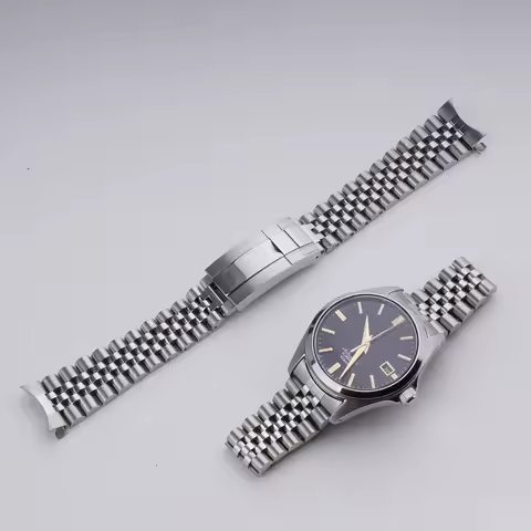 Rolamy 20mm Jubilee Hollow Endband with Oyster Deployment Clasp Stainless Steel Watch Band For Seiko