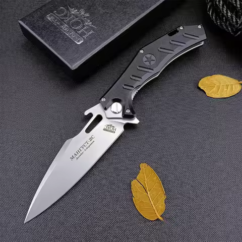 HOKC Russian Mangust-2C Folding Pocket Knife D2 Blade G10 Handle Outdoor Camping Hunting Knives Surv