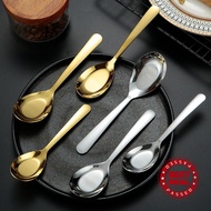 Stainless Steel Spoon Chinese Style Flat Bottomed Household Style Handle Chinese Spoon V9i2