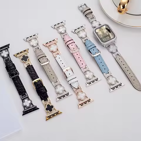 Diamond Design Leather Watch Band for Apple Watch Ultra 2 Band S10 46mm 42mm 45mm 40mm 41mm 44mm Str